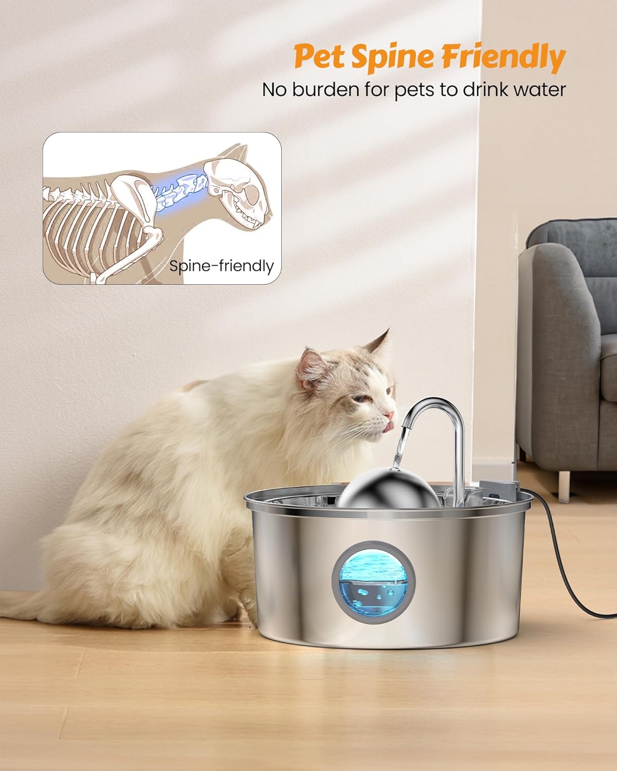 Stainless Steel Cat Water Fountain for Pets - Image 3